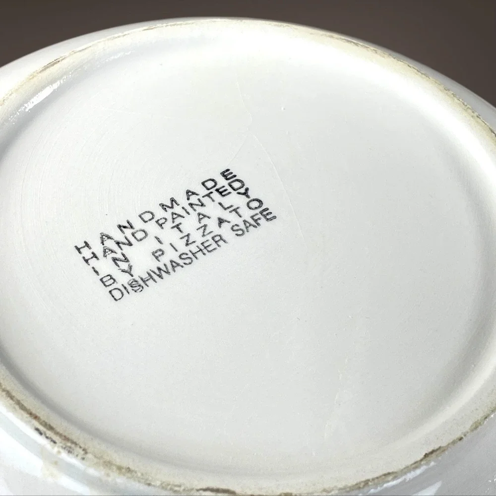 Vintage Pizzato Hand Painted Italian White Art Glass Bowl 9 Inch 1980s - 2000s‎